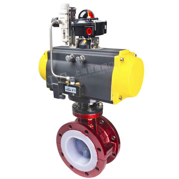 JL600-D6 / Pneumatic Fully Fluorine Lined Flanged Butterfly Valve