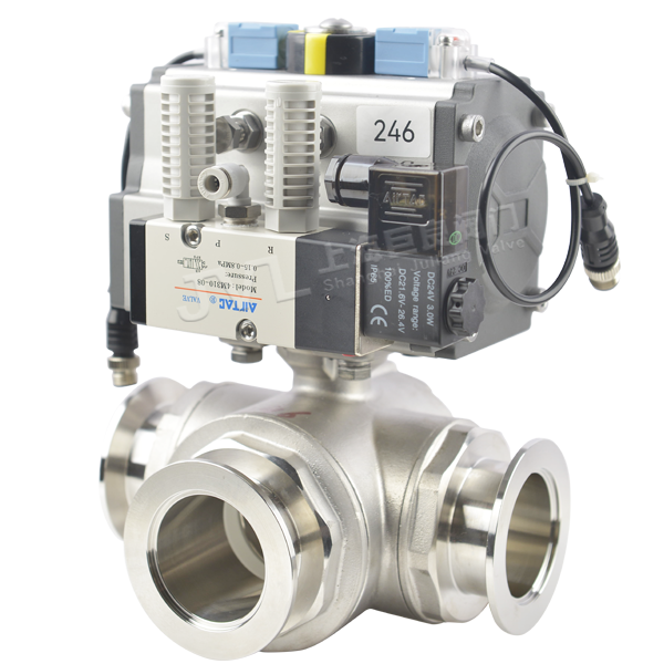 JL600-Q9 / Pneumatic KF Chuck Plate Three-way Ball Valve