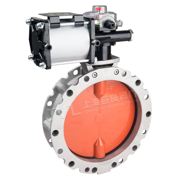 JL600-D8 / Pneumatic Double Flanged Powder Butterfly Valve