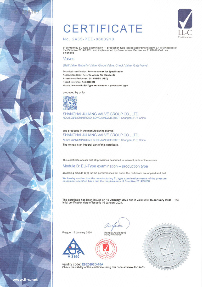 CE Certificate-Valve Certificate